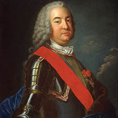 Peinture d'un homme portant un manteau vert foncé et une écharpe rouge. Il a les cheveux gris et frisés.